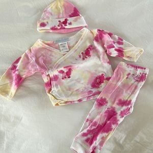 Baby Steps Pink Tie Dye 3 Piece Outfit Newborn Size
